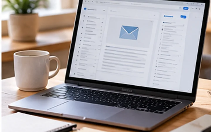 Pregătirea unui newsletter pe laptop